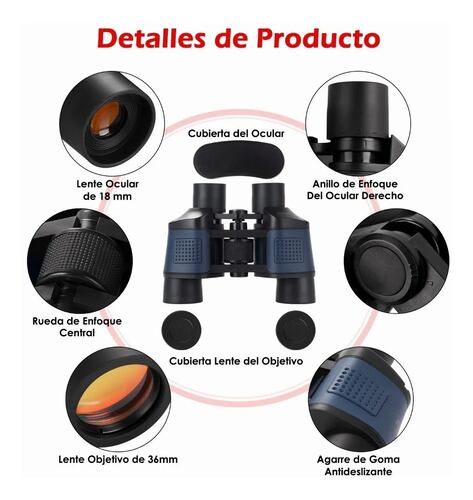 Binoculares Telescopio Visión Nocturna Hd Con Bolsa 10x36