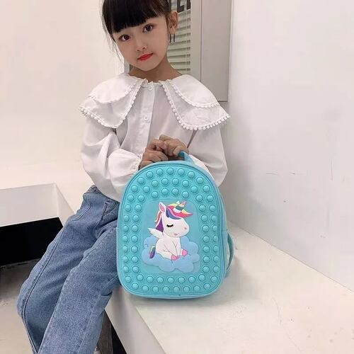 Mochila Para Niños de Unicornio Color Azul