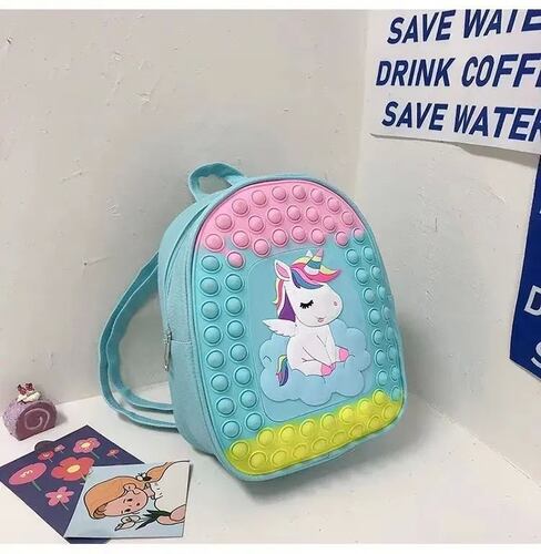 Mochila Para Niños de Unicornio Color Azul