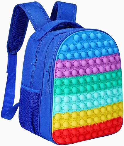 Mochila Escolar Grande Con Juguete Pop-it Para Niños Azul