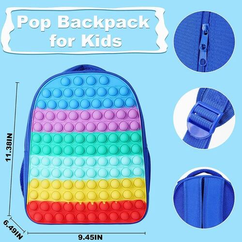 Mochila Escolar Grande Con Juguete Pop-it Para Niños Azul