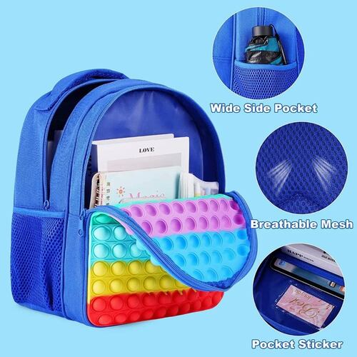 Mochila Escolar Grande Con Juguete Pop-it Para Niños Azul