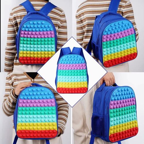 Mochila Escolar Grande Con Juguete Pop-it Para Niños Azul