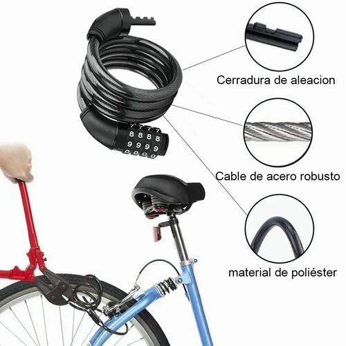 Candado Cadena Reforzado Alta Seguridad Para Bici O Moto Negro