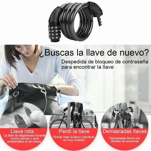 Candado Cadena Reforzado Alta Seguridad Para Bici O Moto Negro