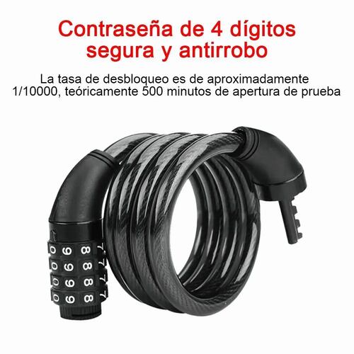 Candado Cadena Reforzado Alta Seguridad Para Bici O Moto Negro