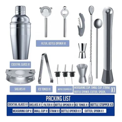 Cocktail Bar Set Kit 14 Piezas Utensilios De Bar Cocteleras