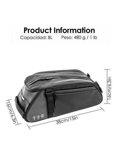 Bolsa Maleta Porta Bulto Bicicleta Petukita Box Impermeable 8l Negro