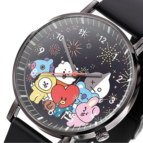 Reloj Analógico De Cuarzo BTS Modelo BT21 Color Negro