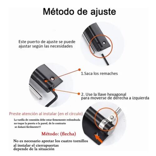 Cierrapuertas Automático Con Resorte De Acero Inoxidable Negro