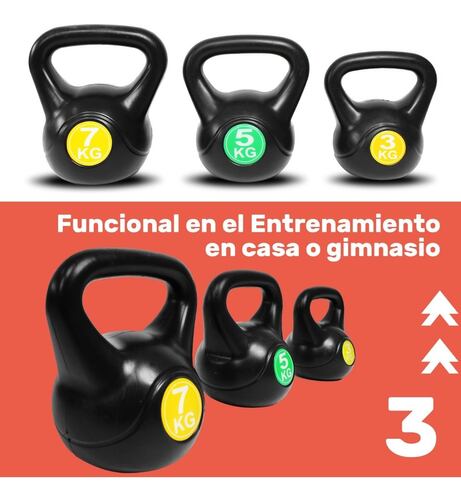 Pesas Rusas Kettlebell 15kg Crossfit Set 6, 11 Y 15 Lb Gym 