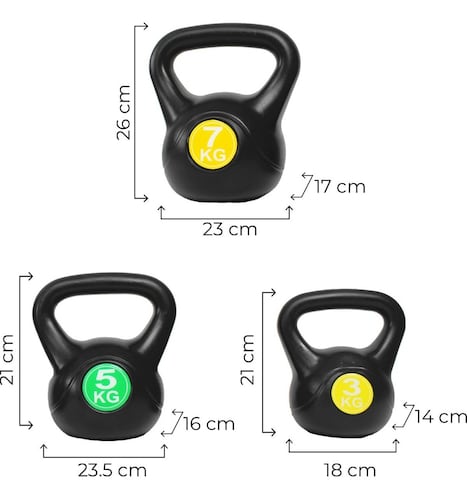 Pesas Rusas Kettlebell 15kg Crossfit Set 6, 11 Y 15 Lb Gym 