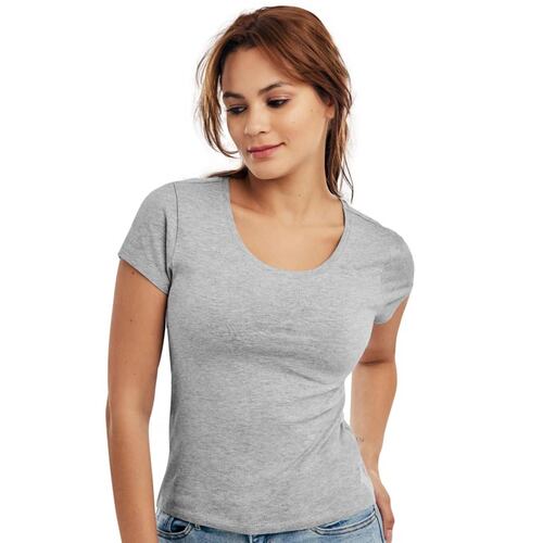 Playera Casual Cuello Redondo Manga Corta Holly Land color Gris para Mujer 1017934