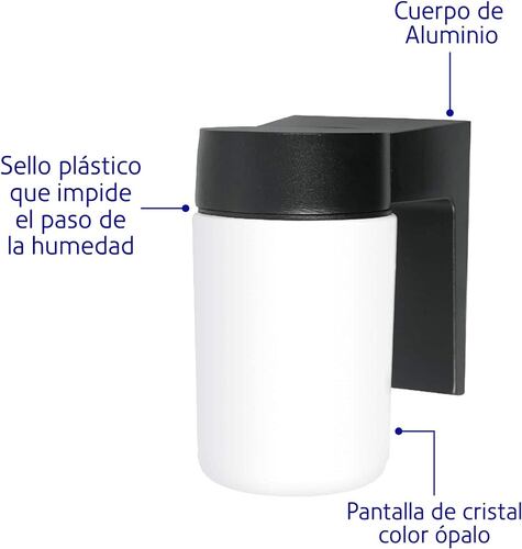 Lampara Arbotante Tipo Vaso Blanco con Negro