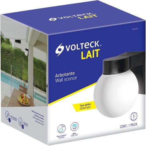 Lampara Arbotante Tipo Vaso Globo Blanco con Negro