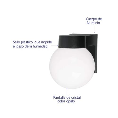 Lampara Arbotante Tipo Vaso Globo Blanco con Negro