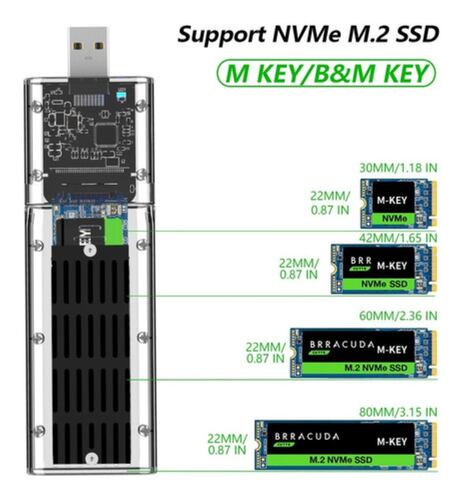 Carcasa Sdd Disco Duro Usb 3.1 M.2 Nvme Gen2 Adaptador