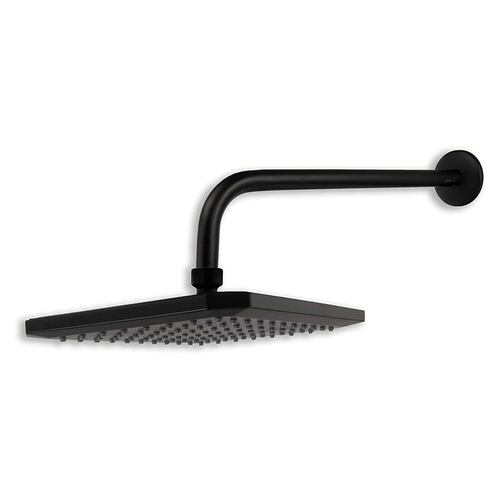 CNX Regadera Cuadrada 8" en Negro Mate, incluye regadera de mano tipo teléfono, Fácil de Instalar