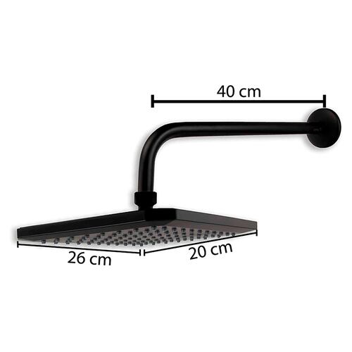CNX Regadera Cuadrada 8" en Negro Mate, incluye regadera de mano tipo teléfono, Fácil de Instalar