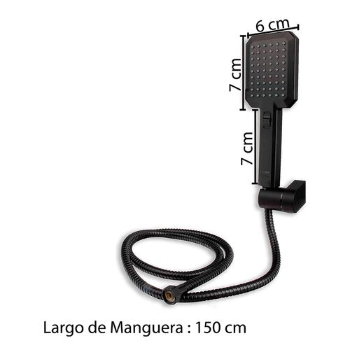 CNX Regadera Cuadrada 8" en Negro Mate, incluye regadera de mano tipo teléfono, Fácil de Instalar