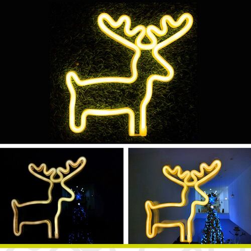  Letrero led neon decoración navidad reno Artego.