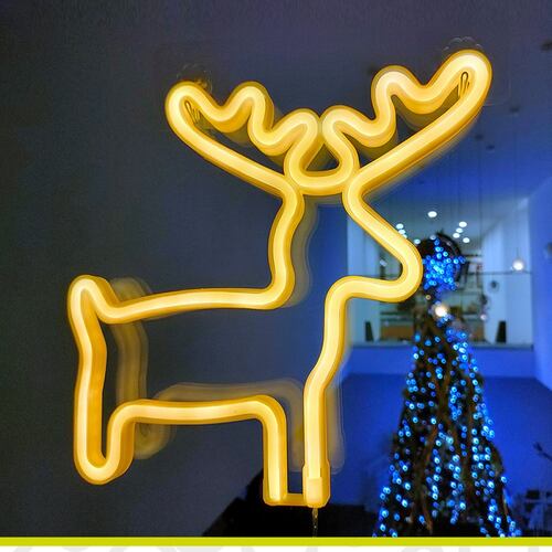  Letrero led neon decoración navidad reno Artego.