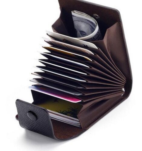 Tarjetero Organizador Porta Tarjetas Multi Ranuras Marrón