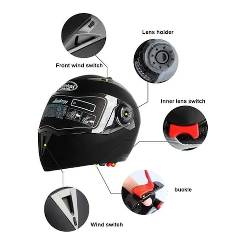 Casco De Motocicleta Jiekai Abatible Con Certificación Dot Mediano 