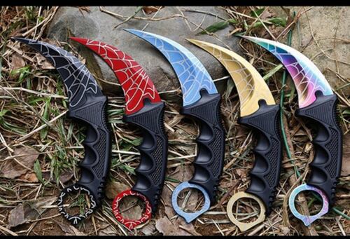 Cuchillo Karambit Cuchillo Táctico Militar Cacería Cuadricula de Colores