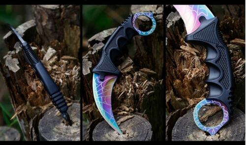 Cuchillo Karambit Cuchillo Táctico Militar Cacería Cuadricula de Colores