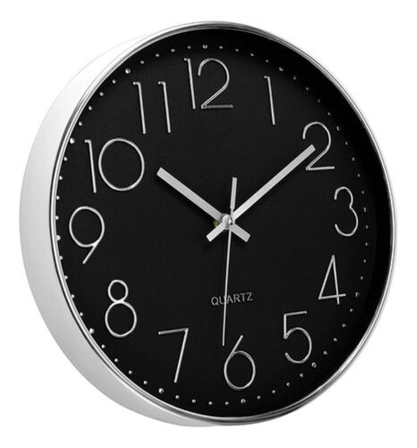 Reloj De Pared Decorativo Moderno 3d Cuarzo Negro con Plata