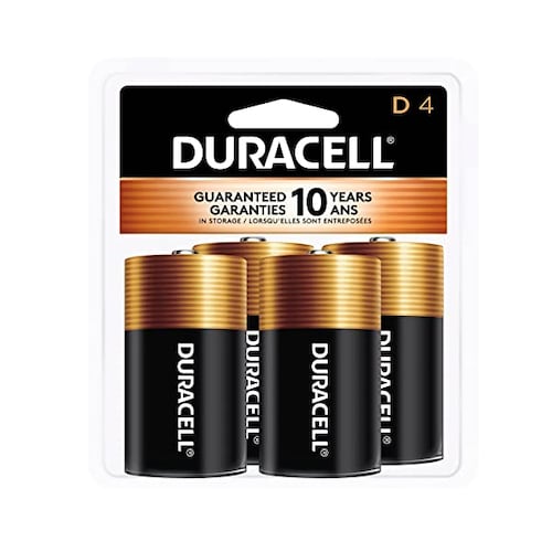 Pilas Duracell D Pack De 4 Piezas Alcalinas.