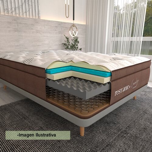 Colchón King Size Restonic Crosby Con Mega Colchoneta Para Descanso Premium.