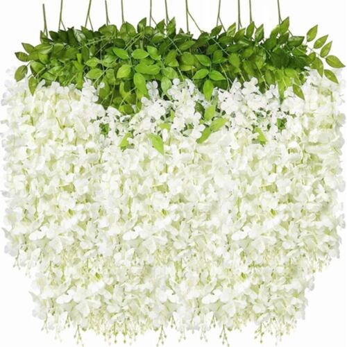 12 Flores Artificiales Blancas Decoración