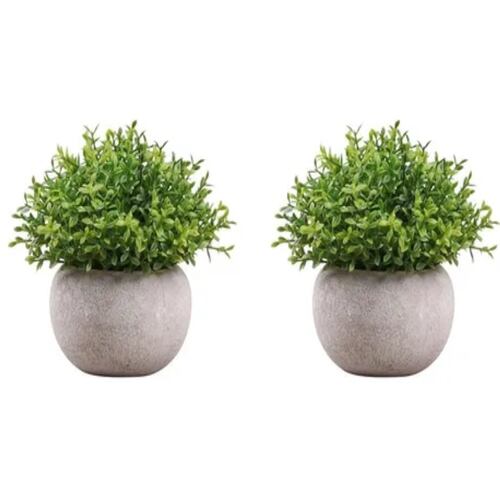 2 Macetas Plantas Artificiales Barro Decoración Bonsái Verde