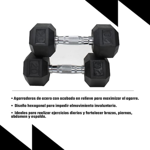 2 Mancuernas Hexagonales 20lb Set Pesas Gym Fitness Pro 9kg