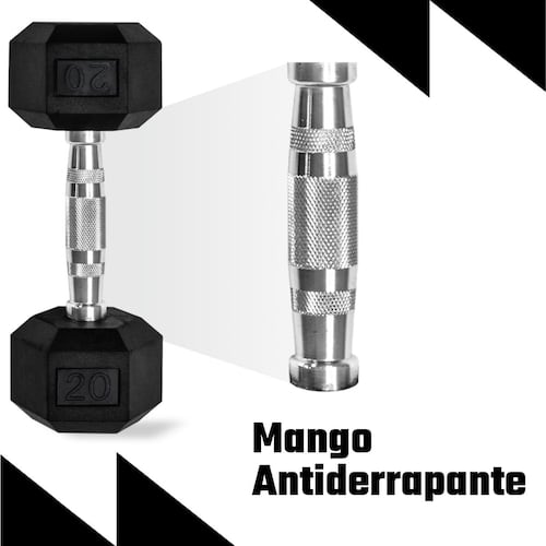 2 Mancuernas Hexagonales 20lb Set Pesas Gym Fitness Pro 9kg