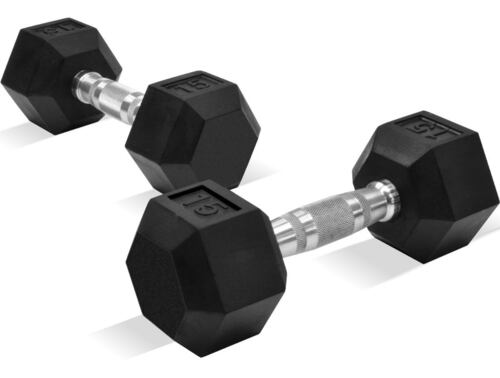 2 Mancuernas Hexagonales 15lb 6.8 Kg Kit Pesas Gym Fitness 