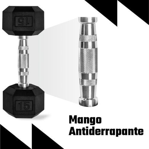 2 Mancuernas Hexagonales 15lb 6.8 Kg Kit Pesas Gym Fitness 