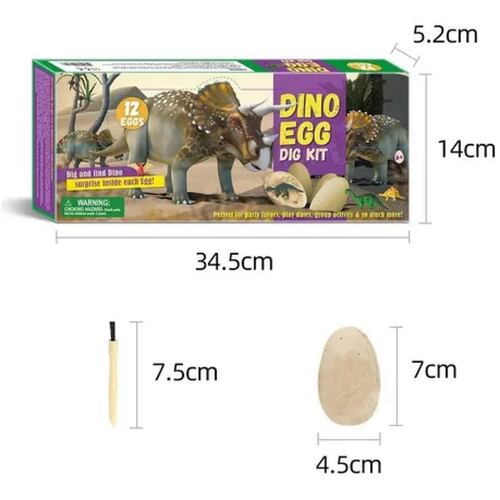 Juego De 12pzs Dinosaurio, Arqueológico Cavar Huevos De Dino