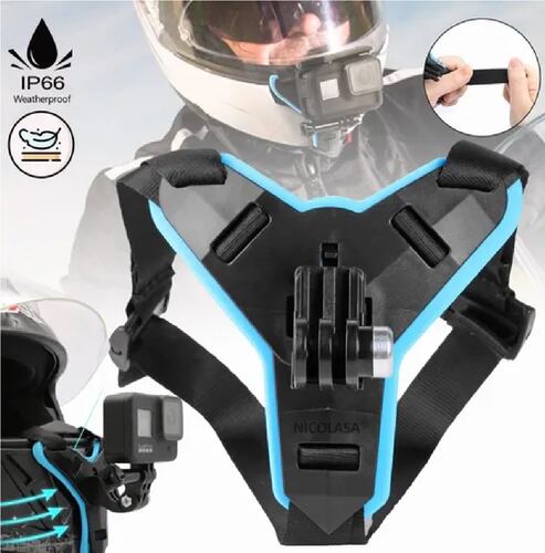Montura De Casco Gopro Hero 9 /8/7/6/5/4/3 Para Moto Azul
