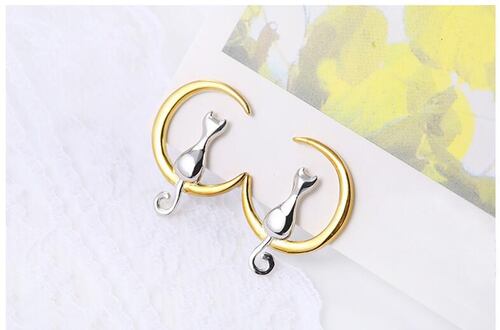 Aretes Gatito De Plata 0.925 - 476