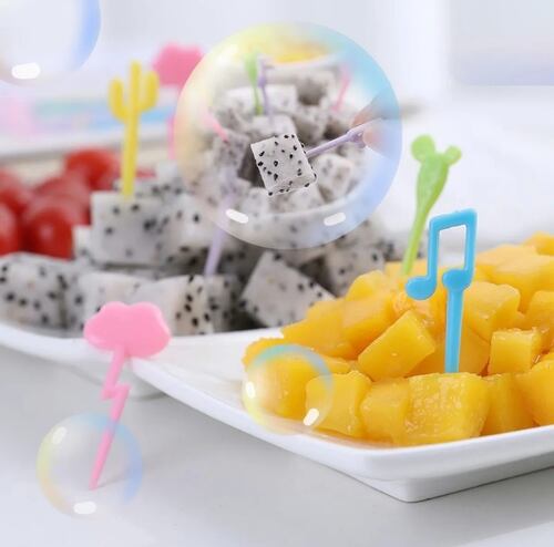 98 Tenedores Palillos Animales Lunch Niños Fruta Decoración