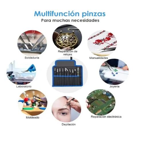 Kit Pinzas Antiestáticas Precisión Negro