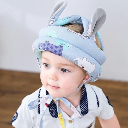 Casco Para Bebes Antigolpes Seguridad Bebes + Rodilleras Azul Elephant