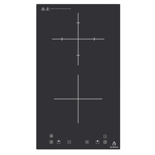 COMBO campana de pared, parrilla de inducción y gas SUPRA HAUNOLD de cristal templado color negro