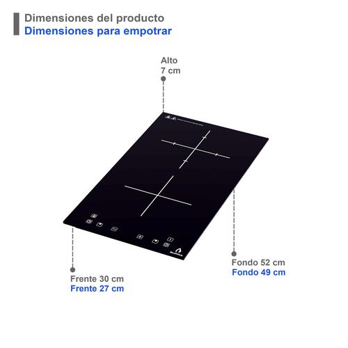 COMBO campana de pared, parrilla de inducción y gas SUPRA HAUNOLD de cristal templado color negro