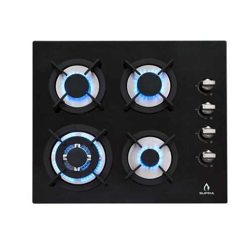 COMBO campana de pared, parrilla de inducción y gas SUPRA HAUNOLD de cristal templado color negro