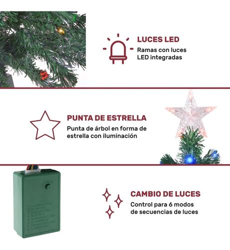 Arbol Navidad Led Fibra Optica 180 Cm 200 Ramas + Estrella 