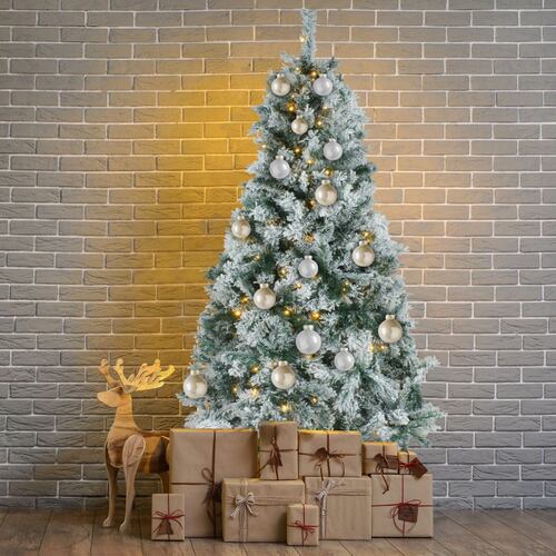 Arbol Navidad Nevado 180 Cm Frondoso 600 Ramas Luces Led
